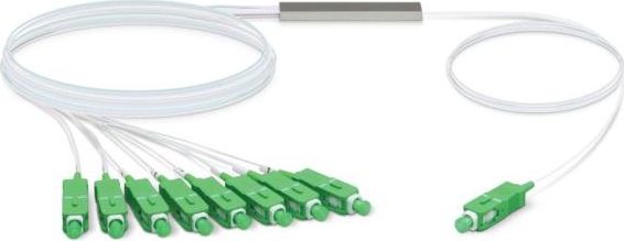 Ndarës optik SC APC 1x8, fibra 2mm, i bardhë me konektorë jeshilë