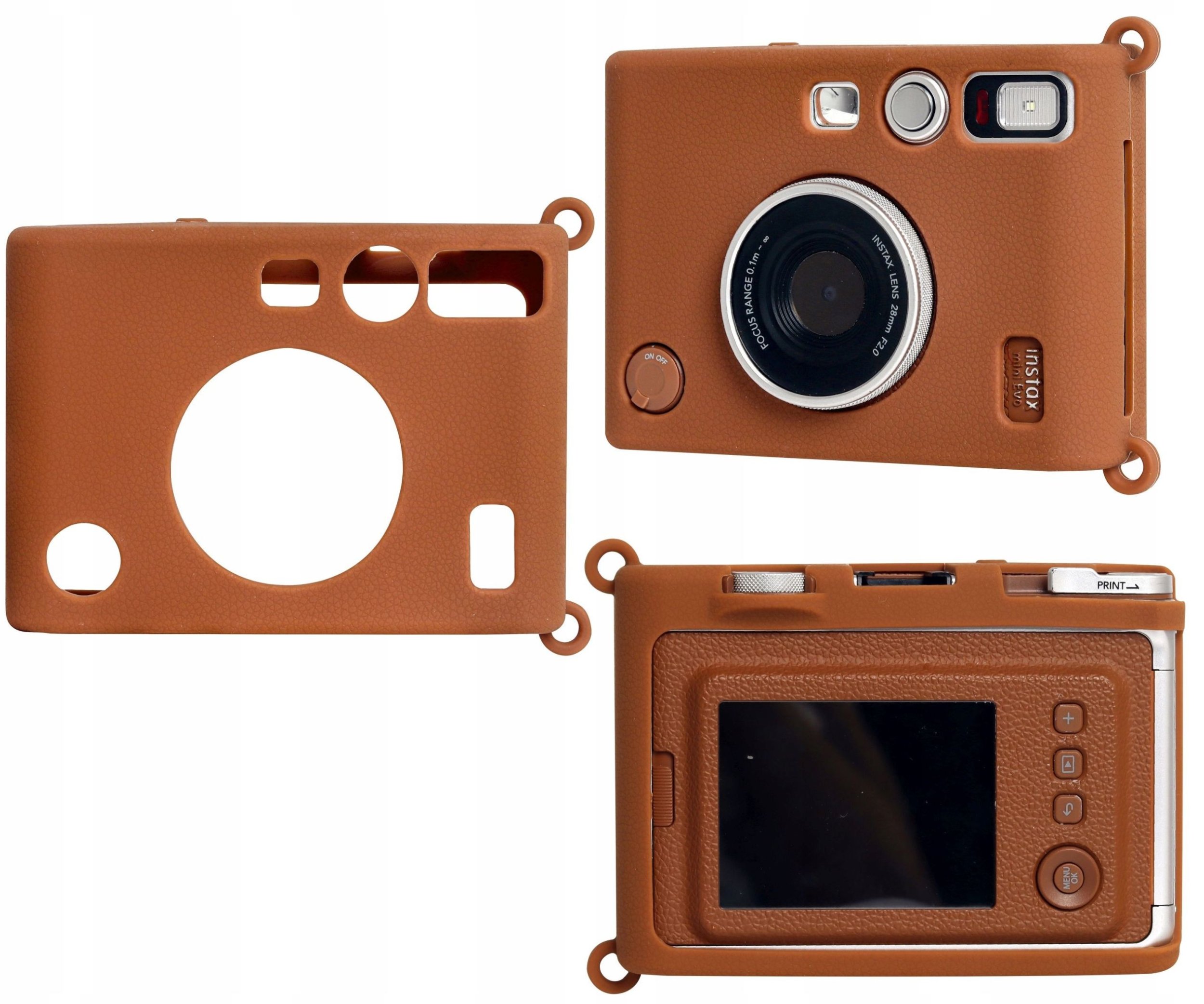 Силиконска навлака LoveInstant за Fujifilm Instax Mini Evo, модел SB10161, кафеава