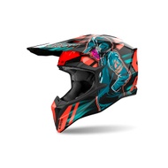 Helmetë motocross Airoh Wraaap Cyber, XL, e zezë portokalli petrol