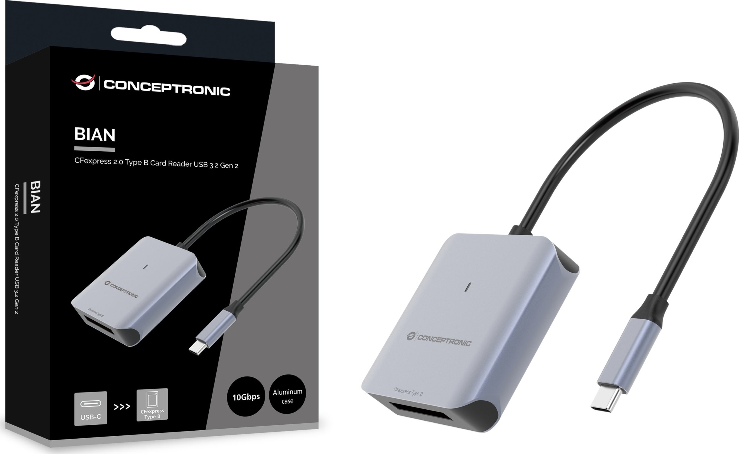 Lexues karte Conceptronic BIAN08G, CFexpress 2.0 Type B, USB 3.2 Gen 2, i zi