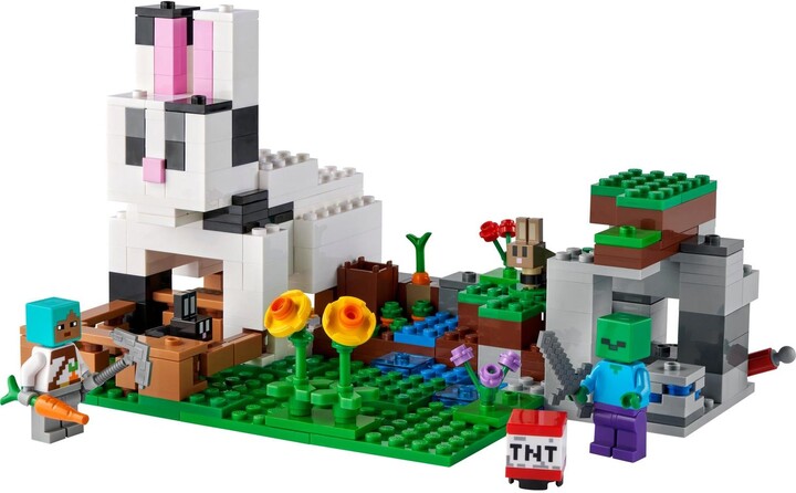 Set lodër LEGO Minecraft 21181 Rabbit Ranch, 340 pjesë