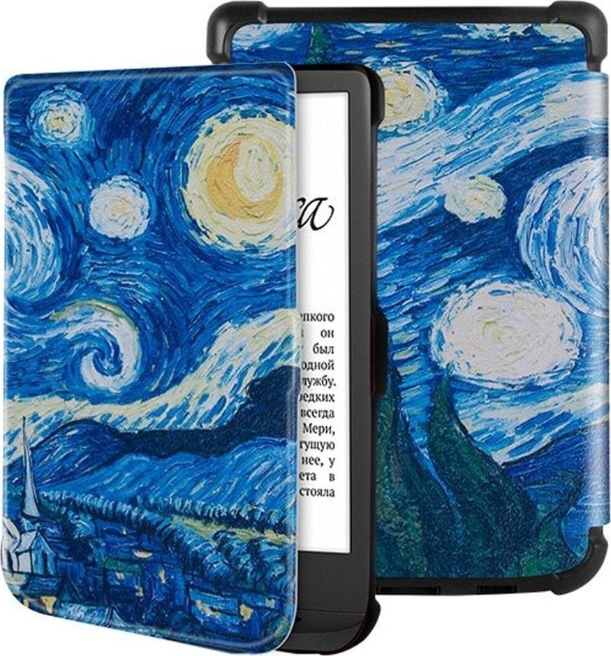 Këllf mbrojtës Strado Case Graphic për PocketBook Touch Lux 4 5 627 616 628, funksion sleep wake, dizajn Starry shumëngjyrësh