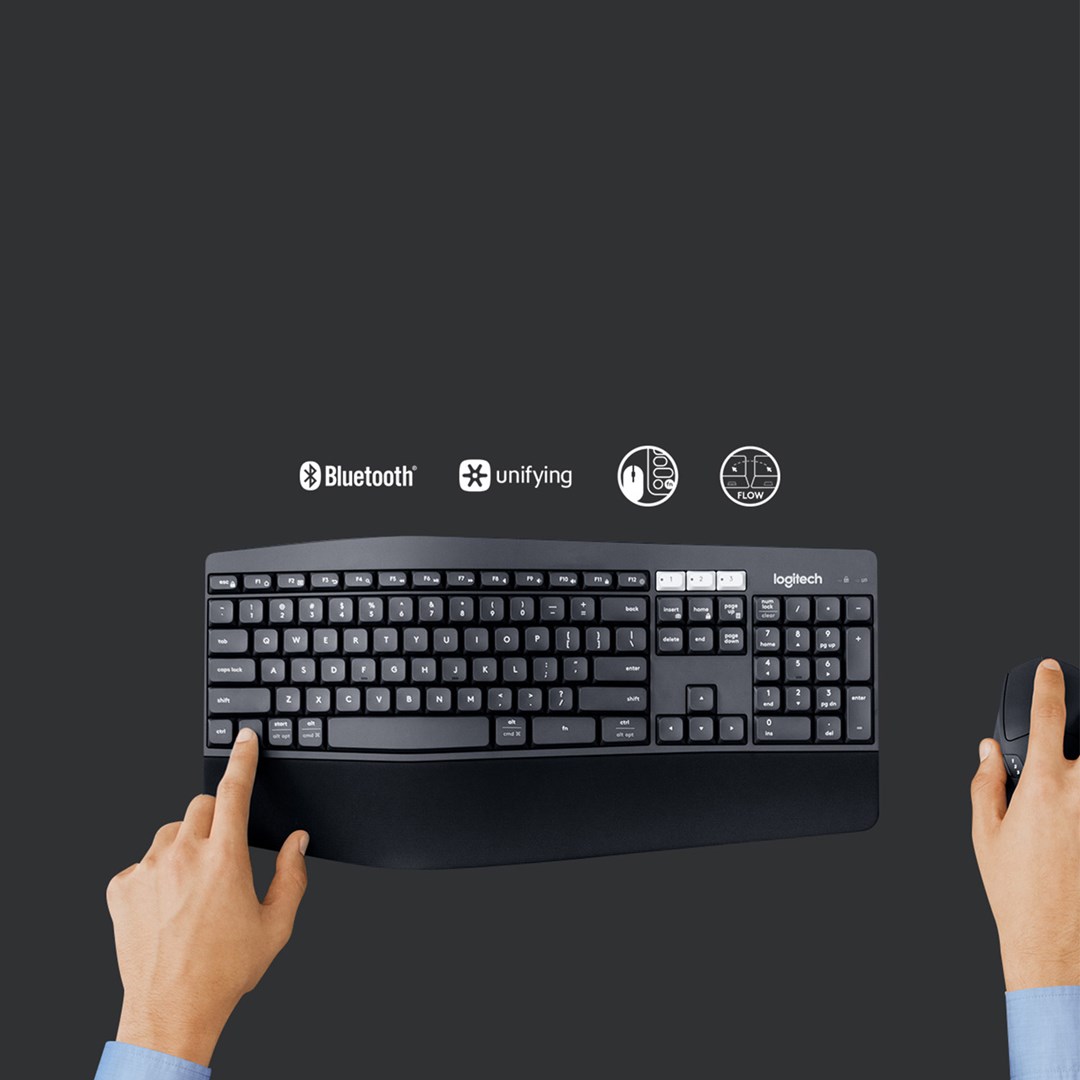 Set tastierë dhe maus Logitech MK850, QWERTZ Gjerman, Bluetooth, 2.4GHz, e zezë