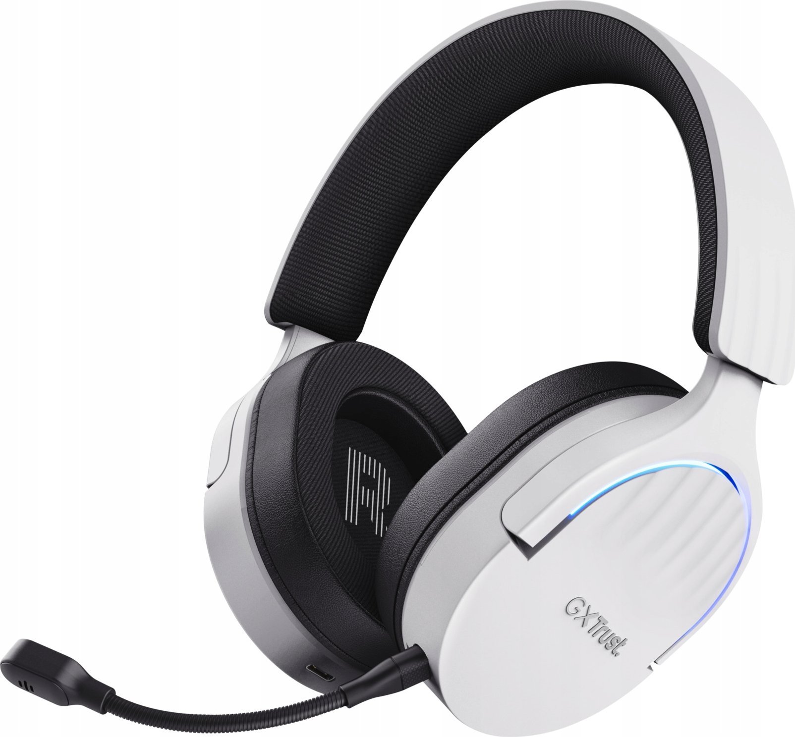 Kufje gaming Trust GXT 491W Fayzo, me kabllo dhe pa kabllo, USB C dhe Bluetooth, të bardha dhe të zeza