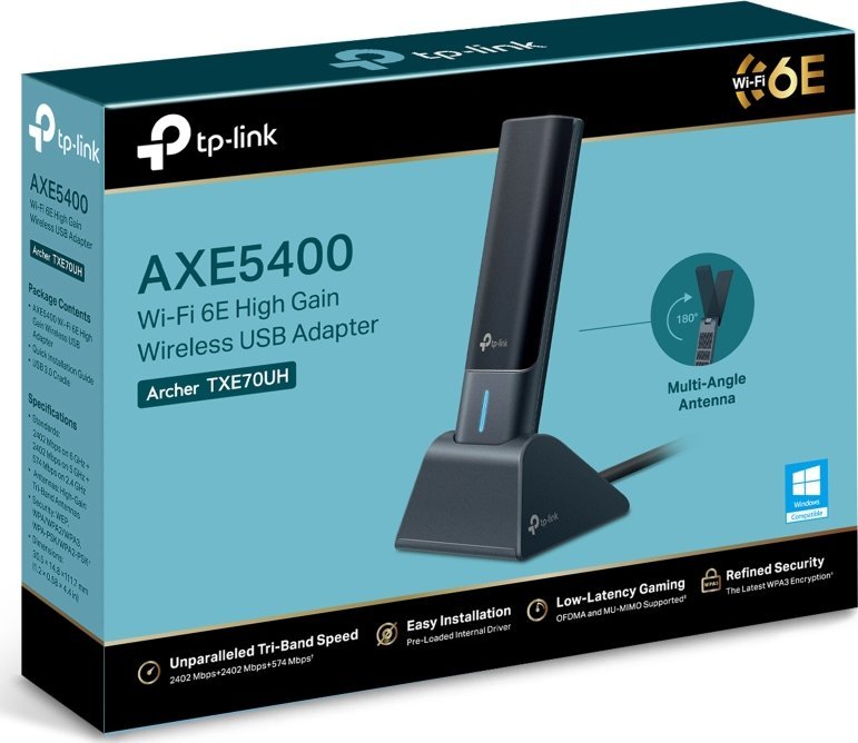 Adapter Wi-Fi TP-Link Archer AXE5400, Wi-Fi 6E, USB 3.0, i zi