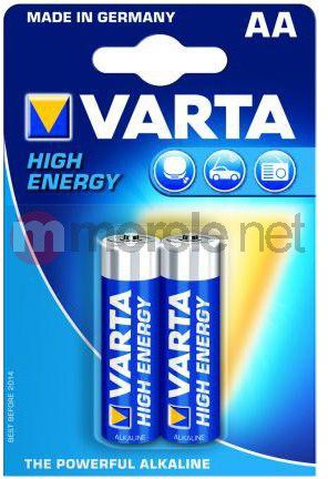 Bateri alkaline Varta High Energy AA R6, 1.5V, paketim 2 copë