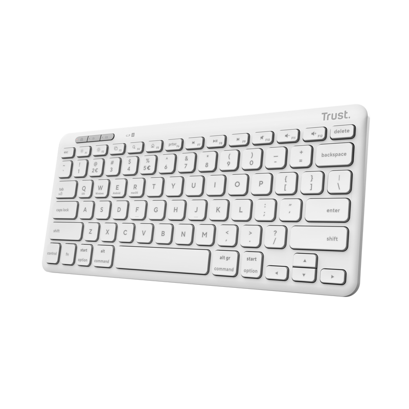 Tastierë pa tel Trust Lyra Wireless, lidhje USB A dhe USB C, rreze 10m, e bardhë