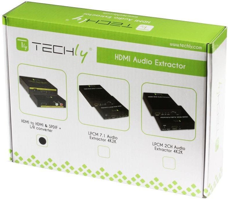Konvertues audio AV Techly 025732, HDMI në Toslink RCA, 2.0 CH 5.1 CH, i zi