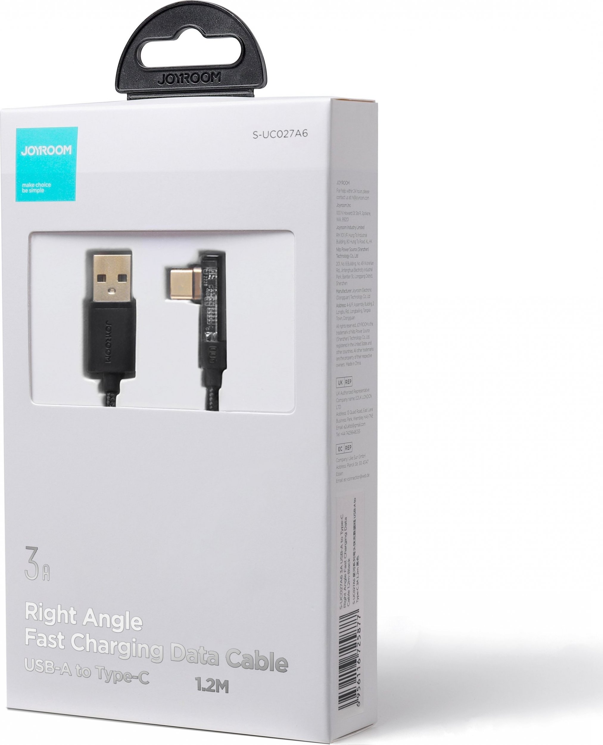 Kabllo USB C në USB C Joyroom JYR710, 1.2m, 3A, e zezë