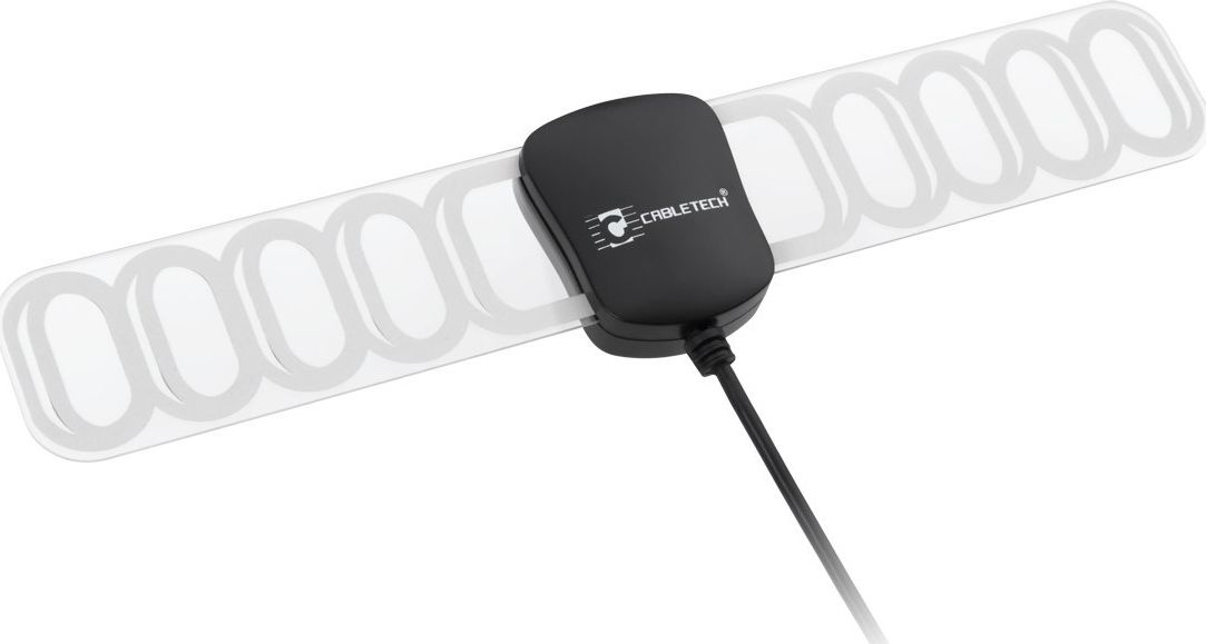 Antena veture Cabletech për TV DVB T, me përforcues, UHF, e zezë