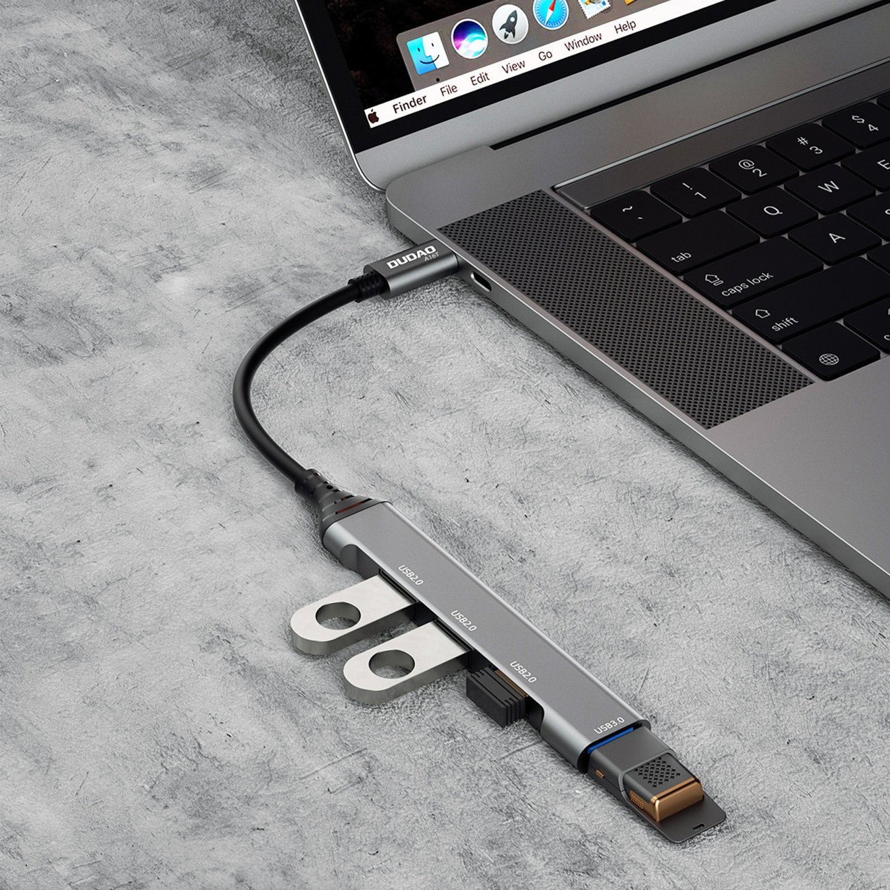 HUB USB C Dudao A16T, 4 porta, gri