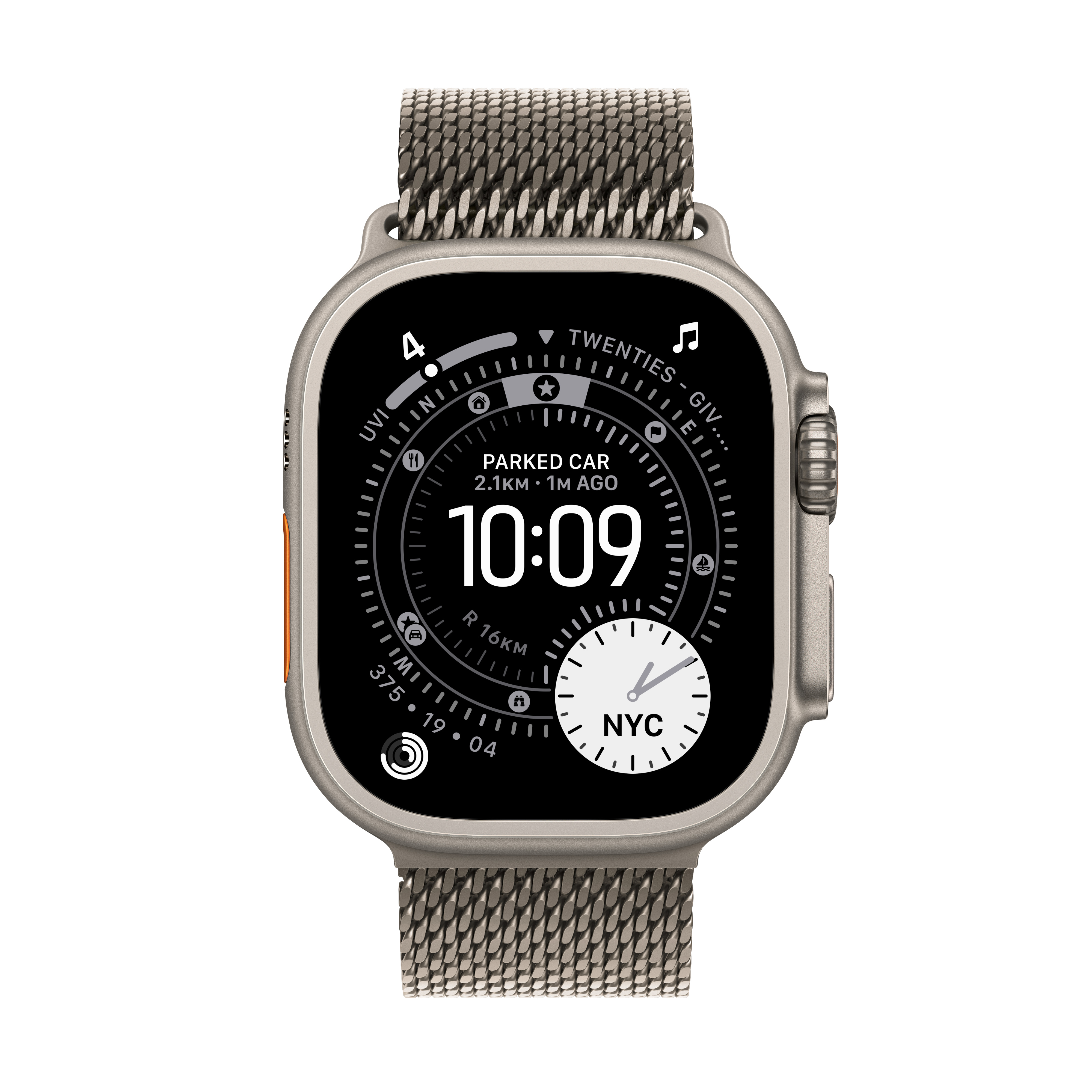 Apple Watch Ultra 3 Cellular 49mm Natural Titanium Case with Natural Titanium Milanese Loop, Large