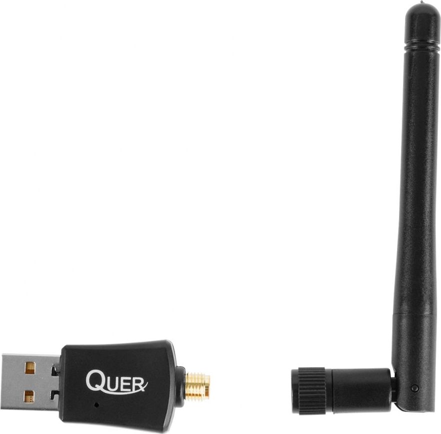 Adapter WiFi USB REBEL KOM0640-5, lidhje pa tela, dizajn kompakt, i zi