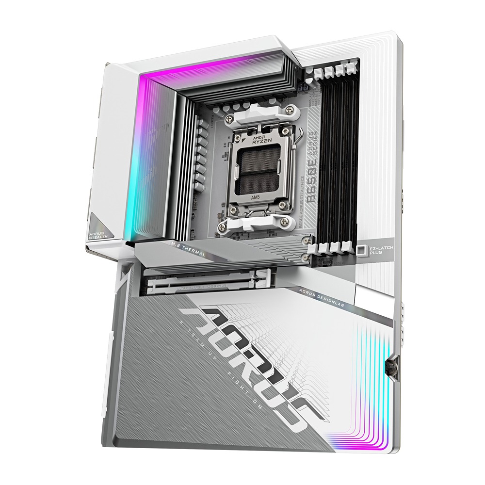 Pllakë amë Gigabyte B650E AORUS STEALTH ICE, ATX, AM5, DDR5 8000 MHz, Wi-Fi 7, e bardhë