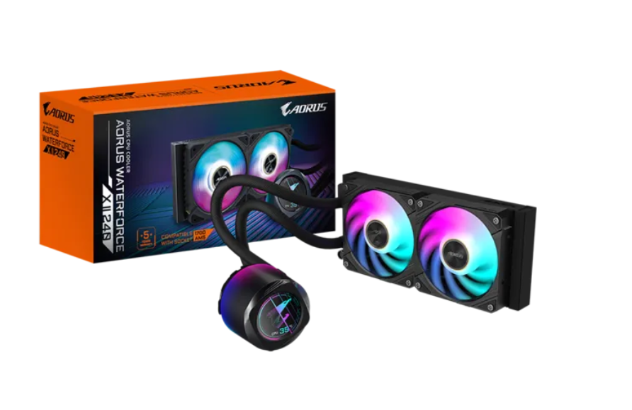 Ftohës uji për CPU Gigabyte Aorus WaterForce X II 240, radiator 240mm, ARGB, i zi