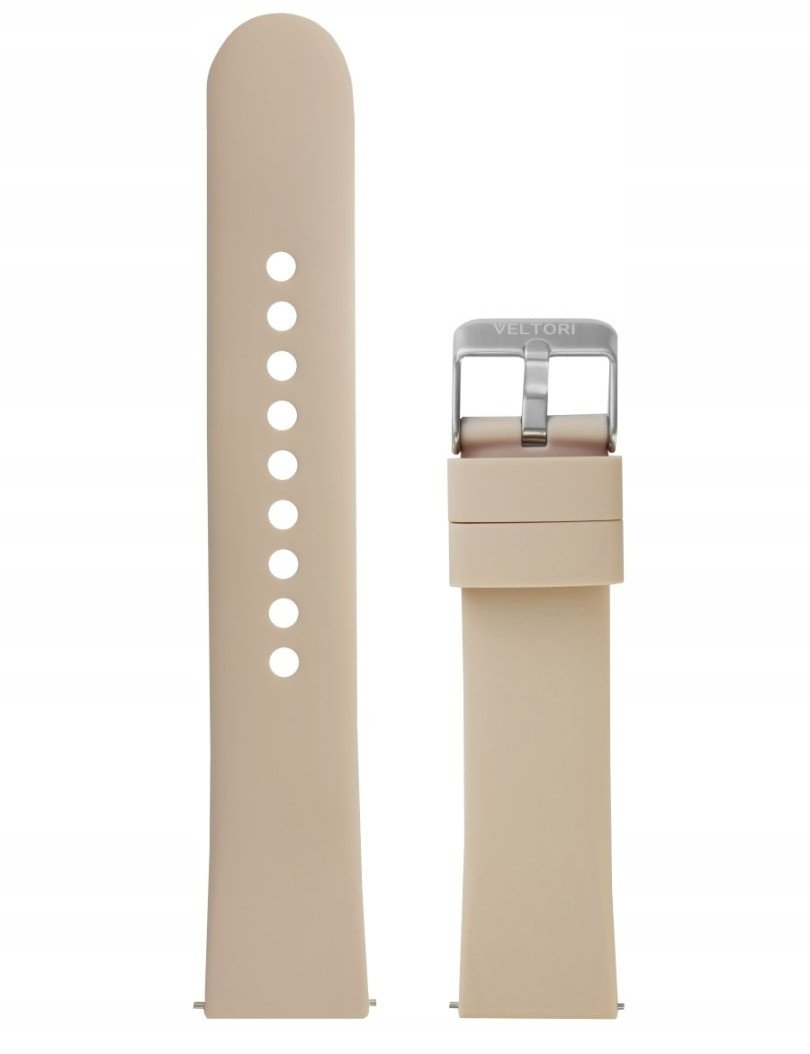 Rrip ore lëkure universal, 22mm, tokëz metalike argjendi, kafe
