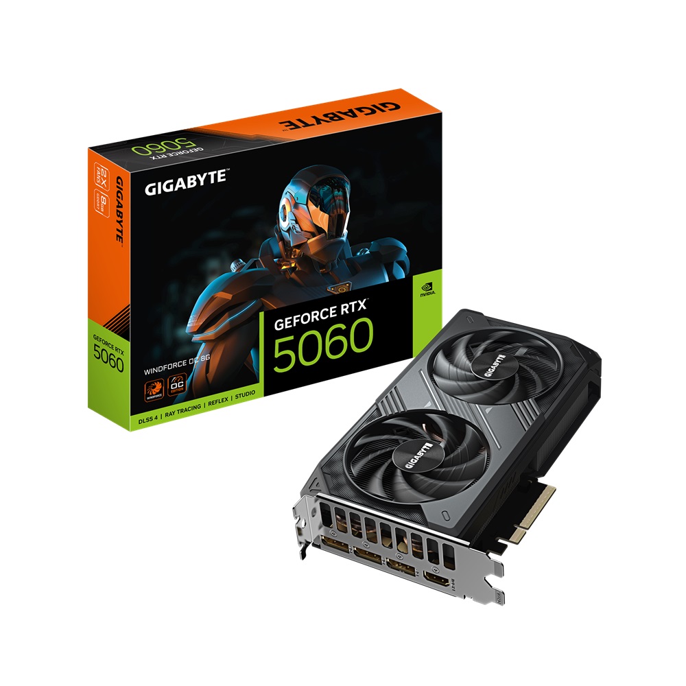 Kartë grafike GIGABYTE GeForce RTX 5060 WINDFORCE OC 8G, 8GB GDDR7, PCI-E 5.0