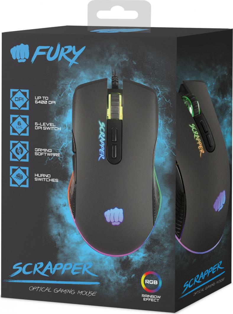Maus Fury Scrapper, 6400 DPI, i zi