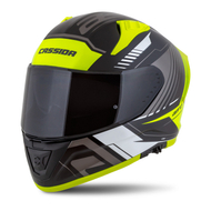 Helmetë moto CASSIDA Aero Drome, integrale, ECE 22.06, e zezë e verdhë fluo e bardhë gri