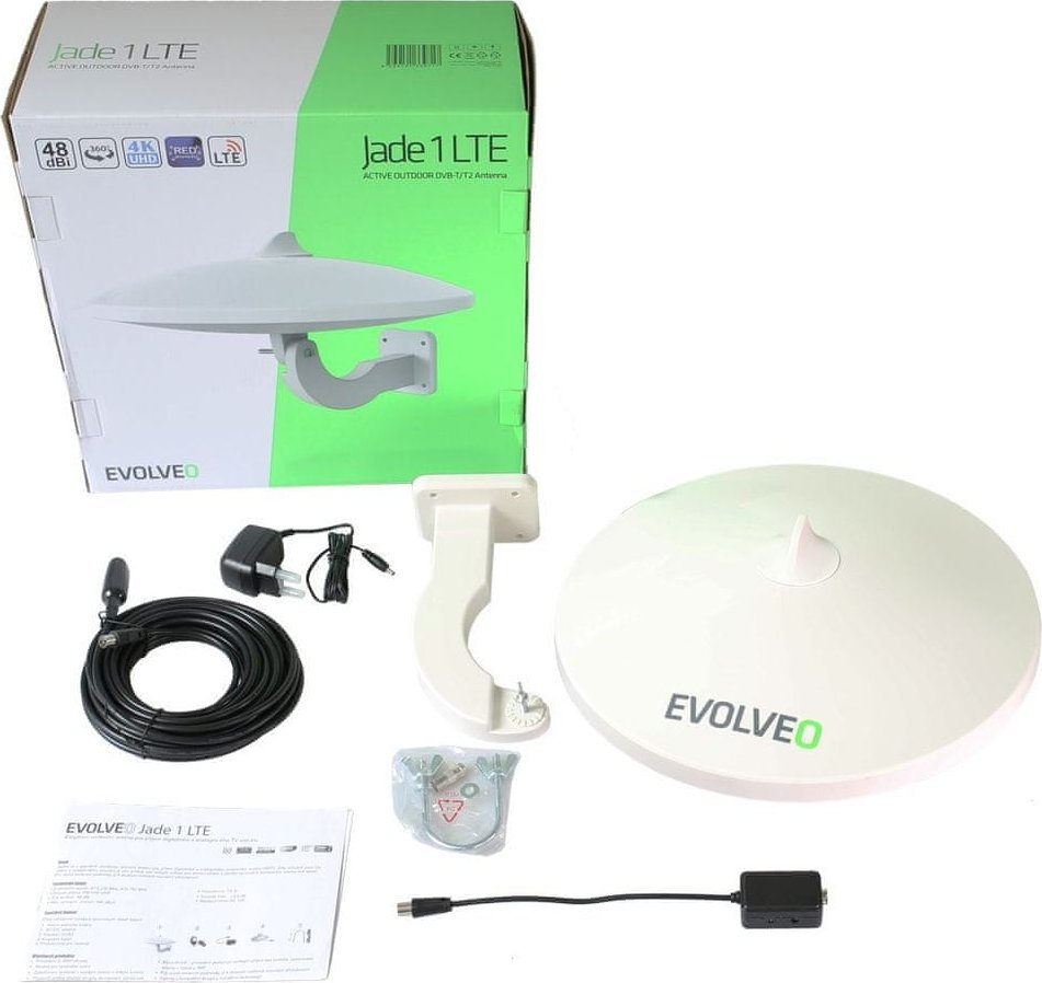 Antena e jashtme TV Evolveo Jade 1 LTE, aktive, DVB T T2, me filtër LTE