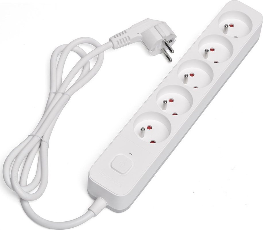 Shtekerlistë me mbrojtje nga mbingarkesa Savio SAVLZ-10, 5 dalje, kabllo 5 m, e bardhë