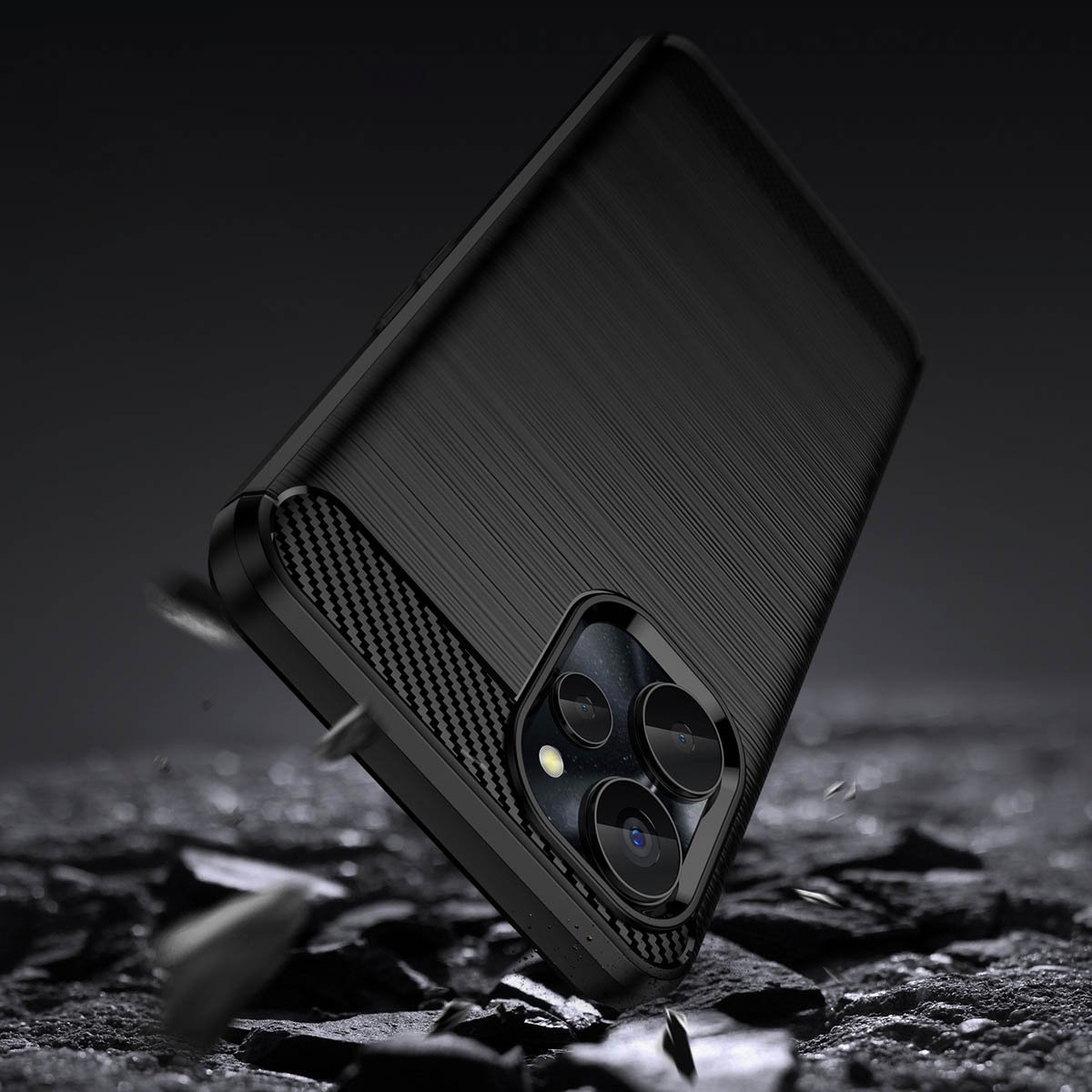 Kllëf telefoni Hurtel Carbon Case për Realme 10 5G dhe 9i 5G, silikoni fleksibil, pamje carbon, i zi