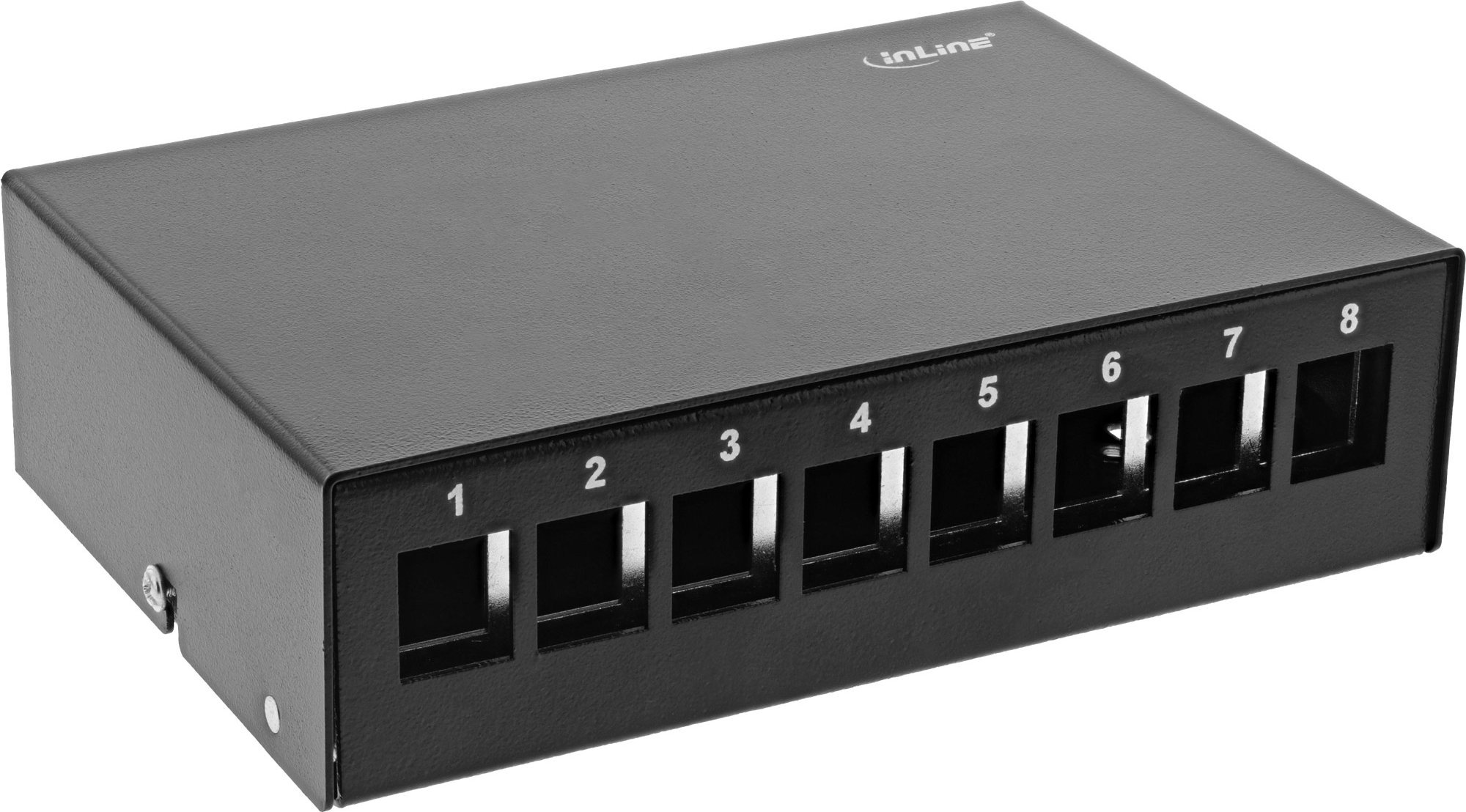 Kuti rrjeti InLine Desktop Consolidation Point, 8x Keystone RJ45, metalike, e zezë