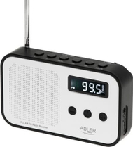 Radio digjitale Adler AD 1907, PLL AM FM, orë alarmi, e bardhë e zezë