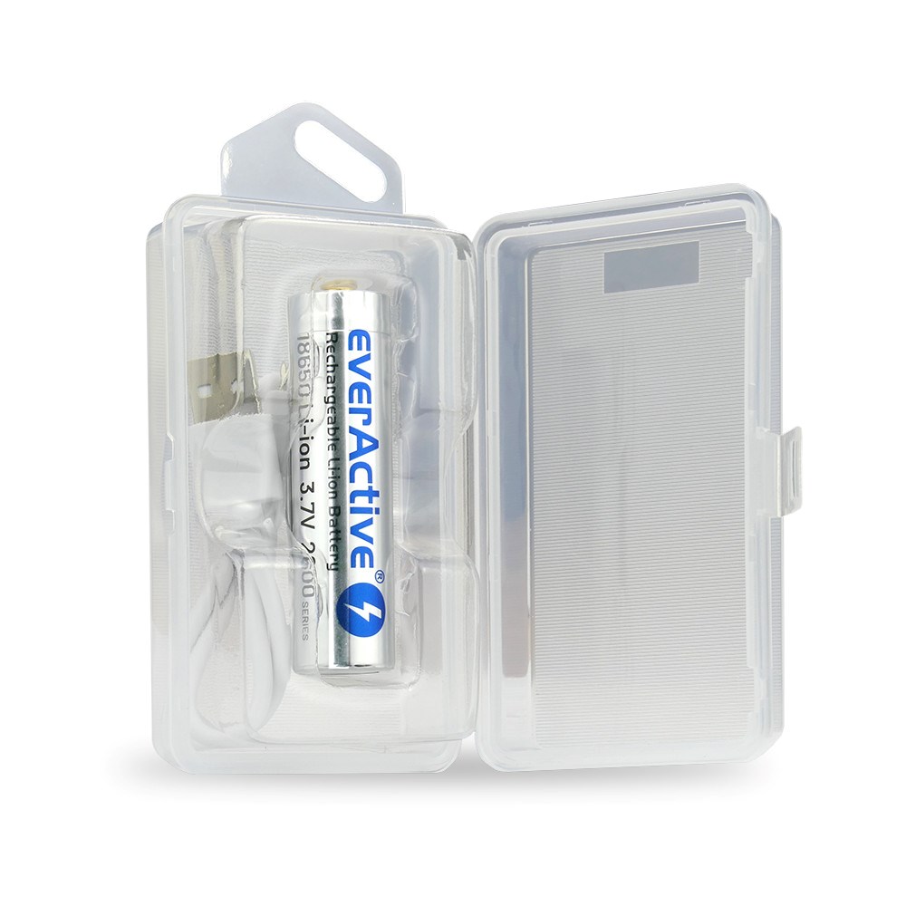 Bateri rikarikuese everActive 18650 Silver Lithium, 2600mAh, 3.7V Li ion, argjendtë