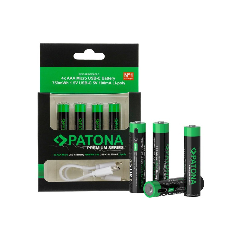 PATONA Premium USB-C Micro AAA Rechargeable Batteries