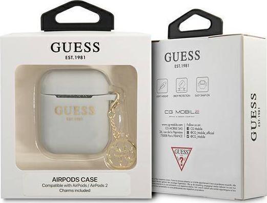 Këllëf silikoni Guess 4G Charm për AirPods, me varëse, gri