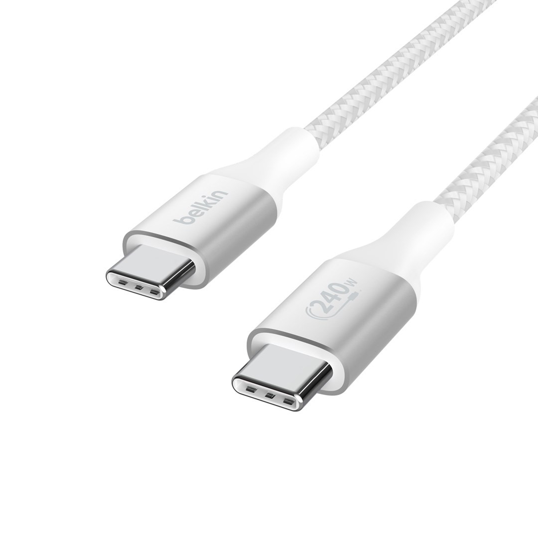 Kabllo USB-C Belkin BoostCharge, 240W, 6.6', e bardhë