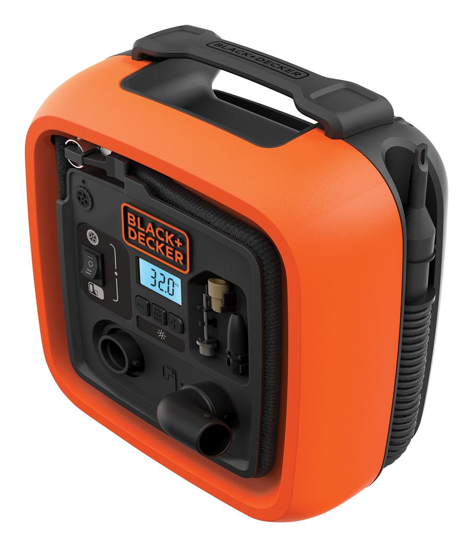 Kompresor për veturë Black&Decker ASI400, 12V, portativ, portokalli