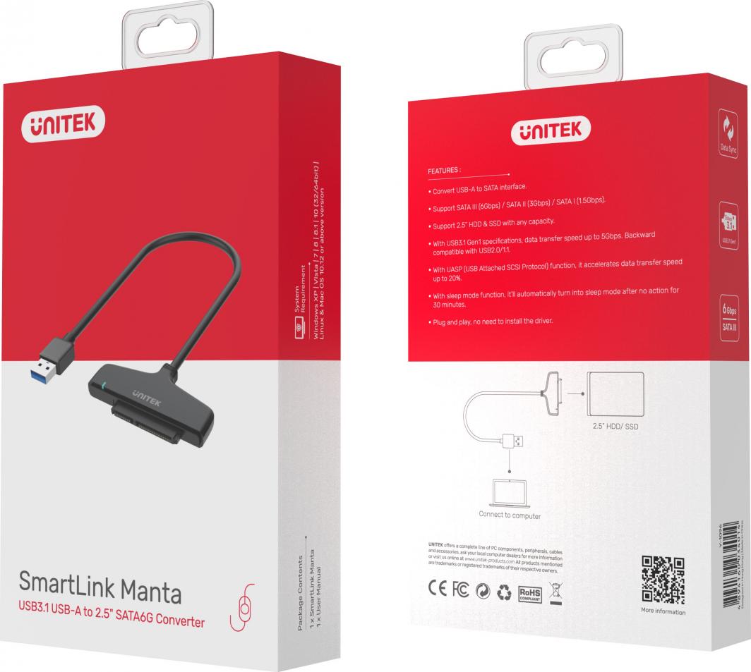 Прилагодувач Unitek Pocket Bridge USB 3.1 Type-C за SATA III 6G (Y-1096A)