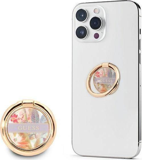 Mbajtëse unaze për telefon Guess GURSHCHMAU Flower, metal, vjollcë