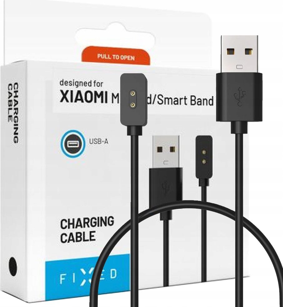 Kabllo karikimi FIXED USB A për Xiaomi Smart Band 8, 2.5 W, 1 m, e zezë