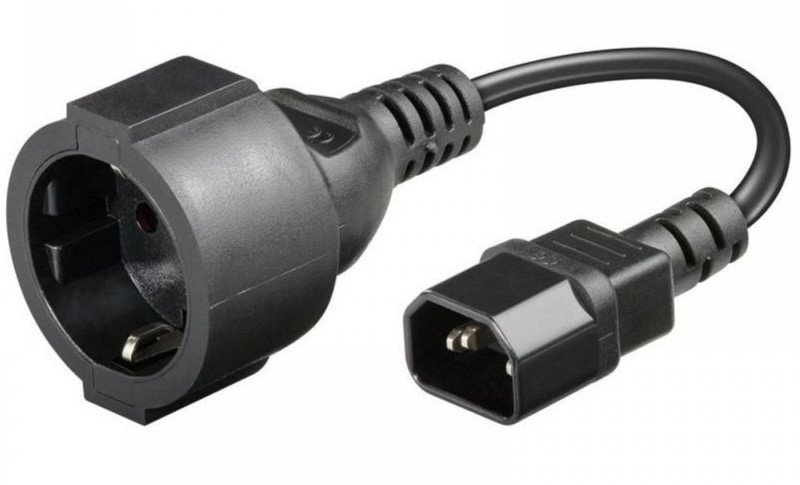 Kabllo rryme Manhattan Power Adapter IEC320 C14 në prizë Schuko F, 23cm, e zezë