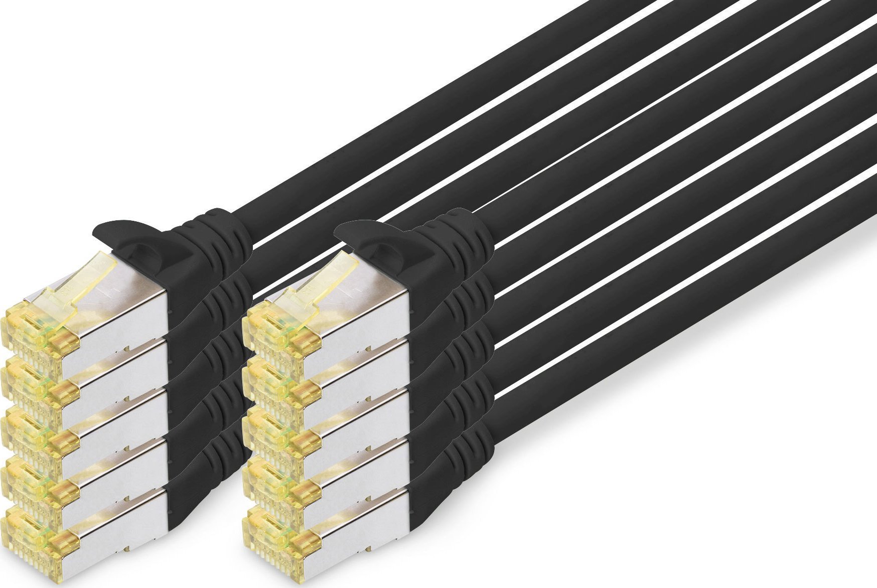 Kabull rrjeti Digitus CAT 6A S/FTP, set 10x, 1m, i zi