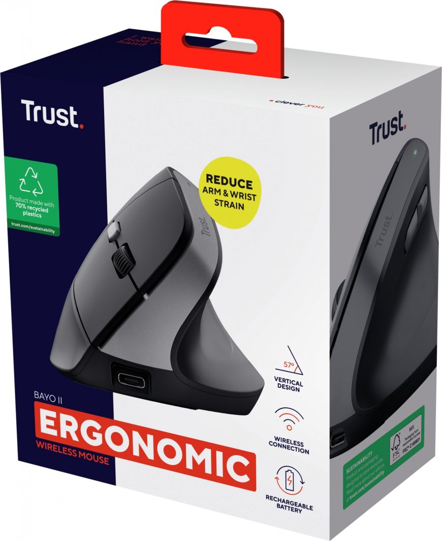 Глушец Trust Bayo, wireless, USB, црна