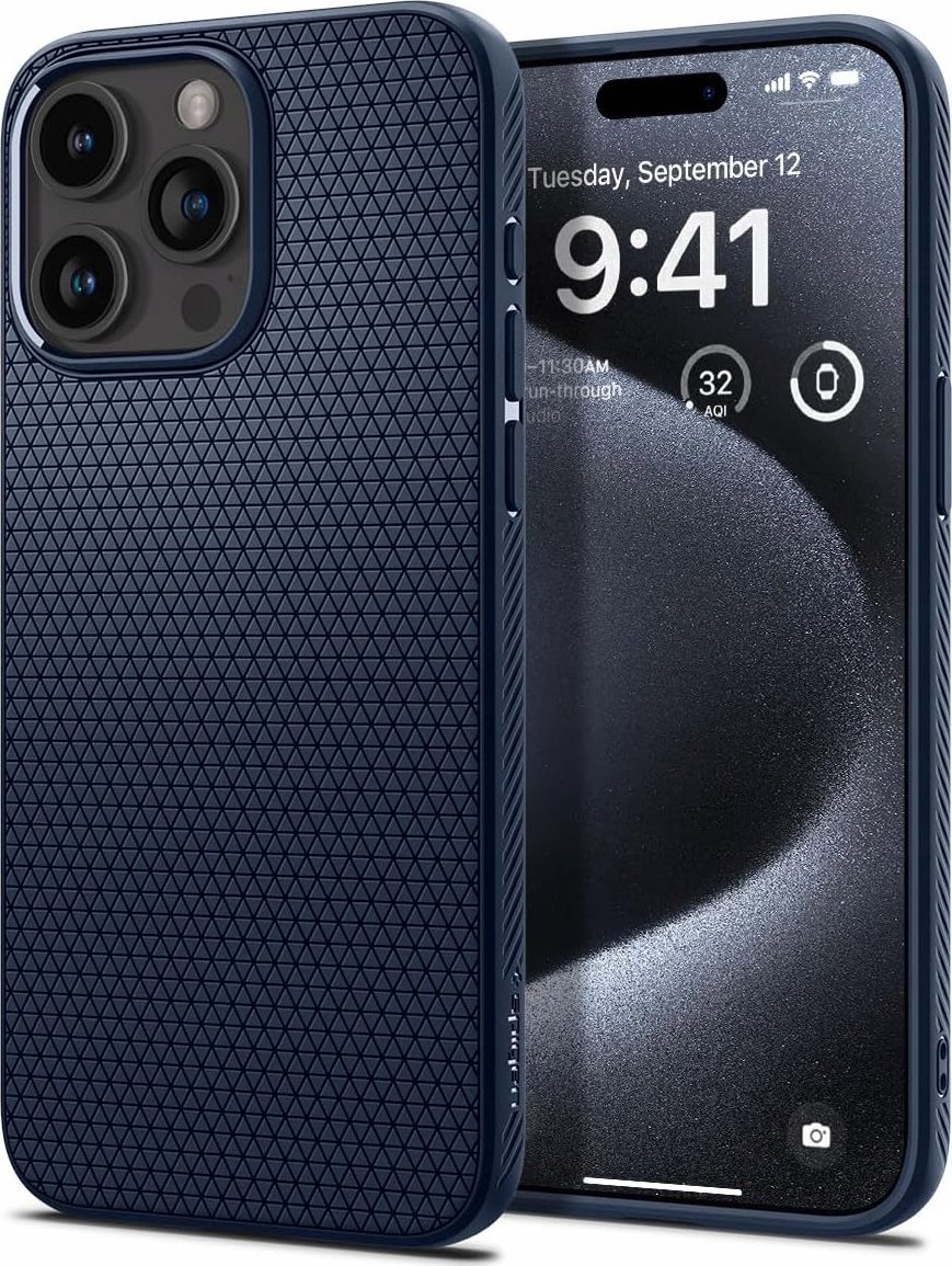 Mbulesë telefoni Spigen Liquid Air për iPhone 16 Pro, TPU fleksibël, navy blue