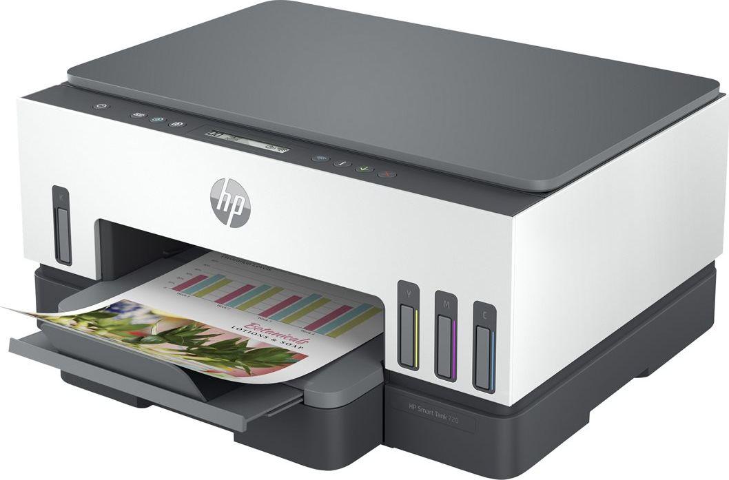 Printeri HP Smart Tank 720, shumëfunksional, me ngjyra, A4, Wi-Fi, Bluetooth, bardhë-gri