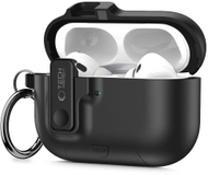 Kuti mbrojtëse Tech-Protect Slim Hook për Apple AirPods Pro 3, polikarbonat, me karabinë, e zezë