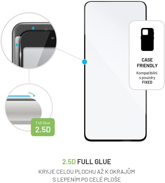 Xham mbrojtës FIXED Full-Cover për Xiaomi Redmi Note 12, i zi