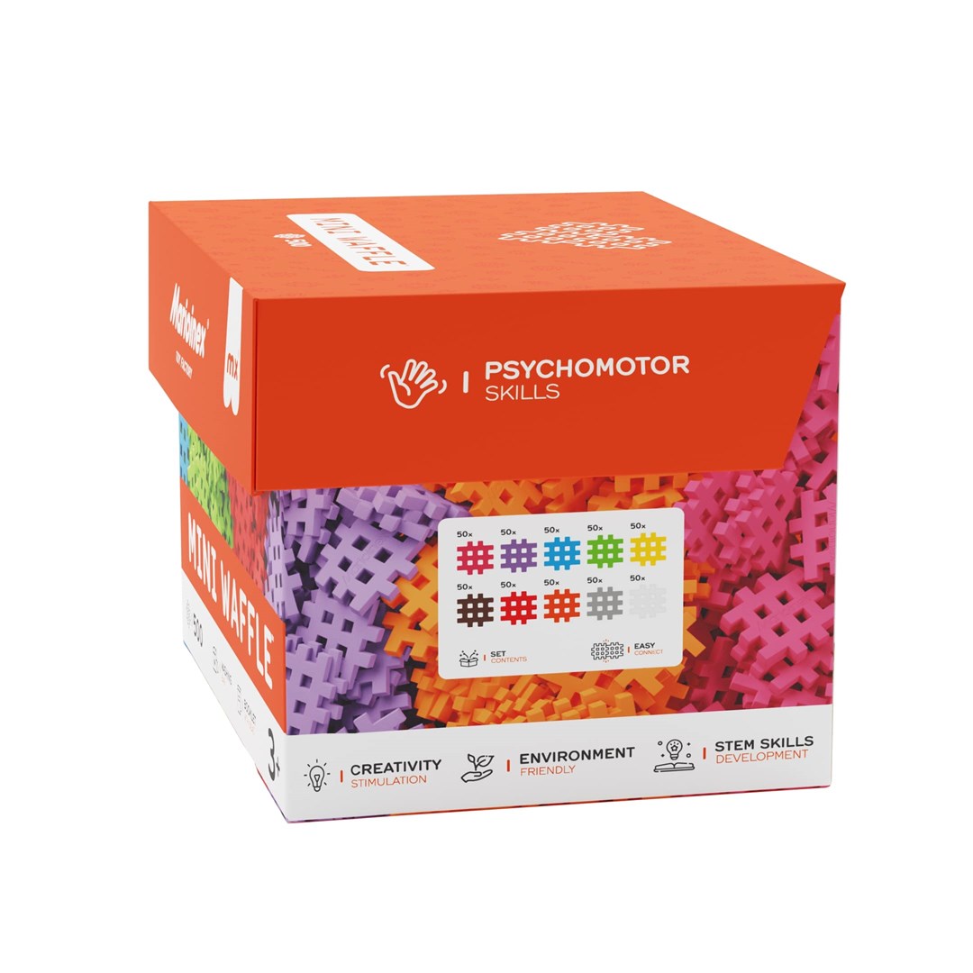 Lodër konstruktore Marioinex 902141 Mini Waffle, set 500 copë, shumëngjyrëshe