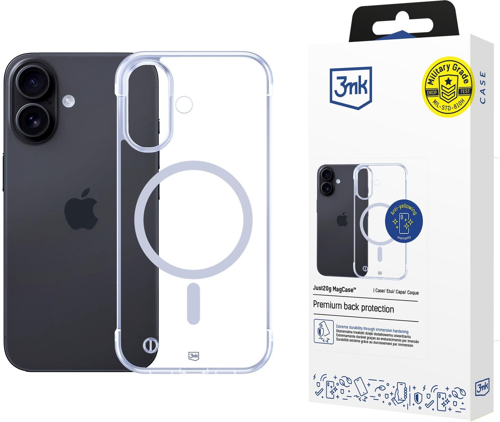 Mbështjellës telefoni 3MK Just20g Clear MagCase, për iPhone 17, me MagSafe, transparent