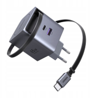 GaN полнач UGREEN 65W со извлечен кабел, USB C, црн