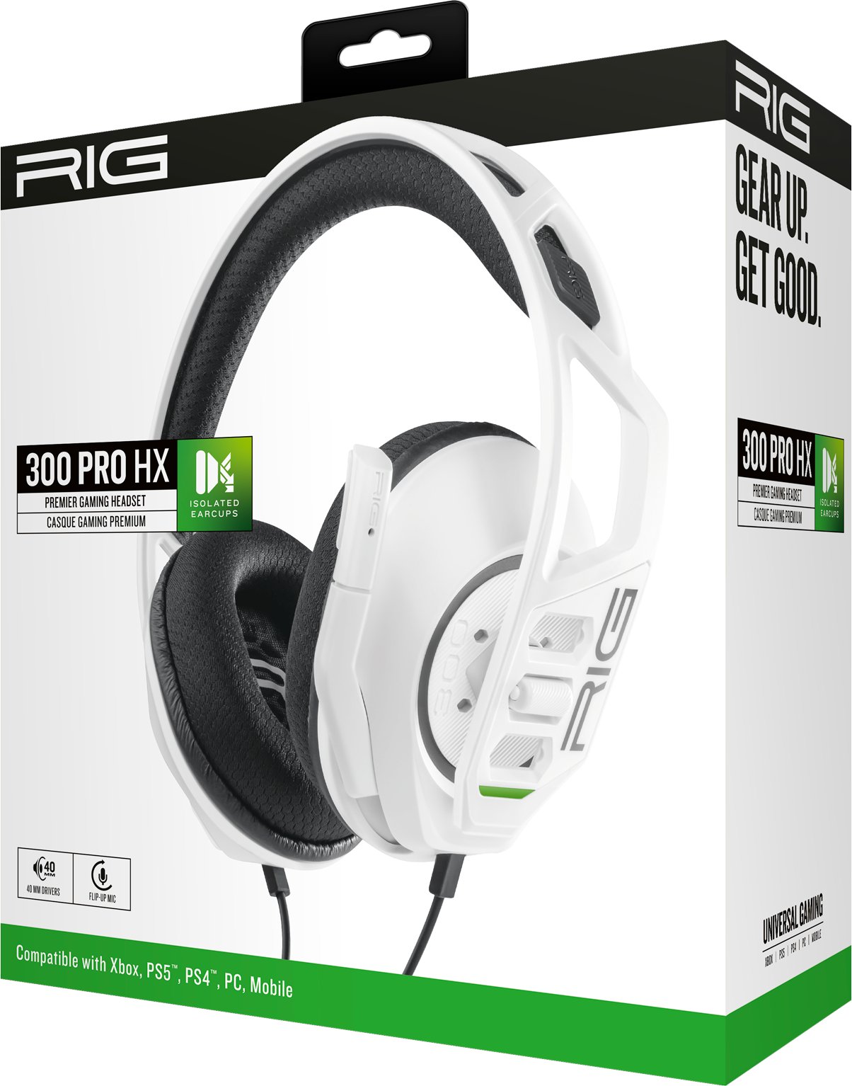 Kufje gaming RIG 300 PRO HX, 40mm, për Xbox Series X S, të bardha