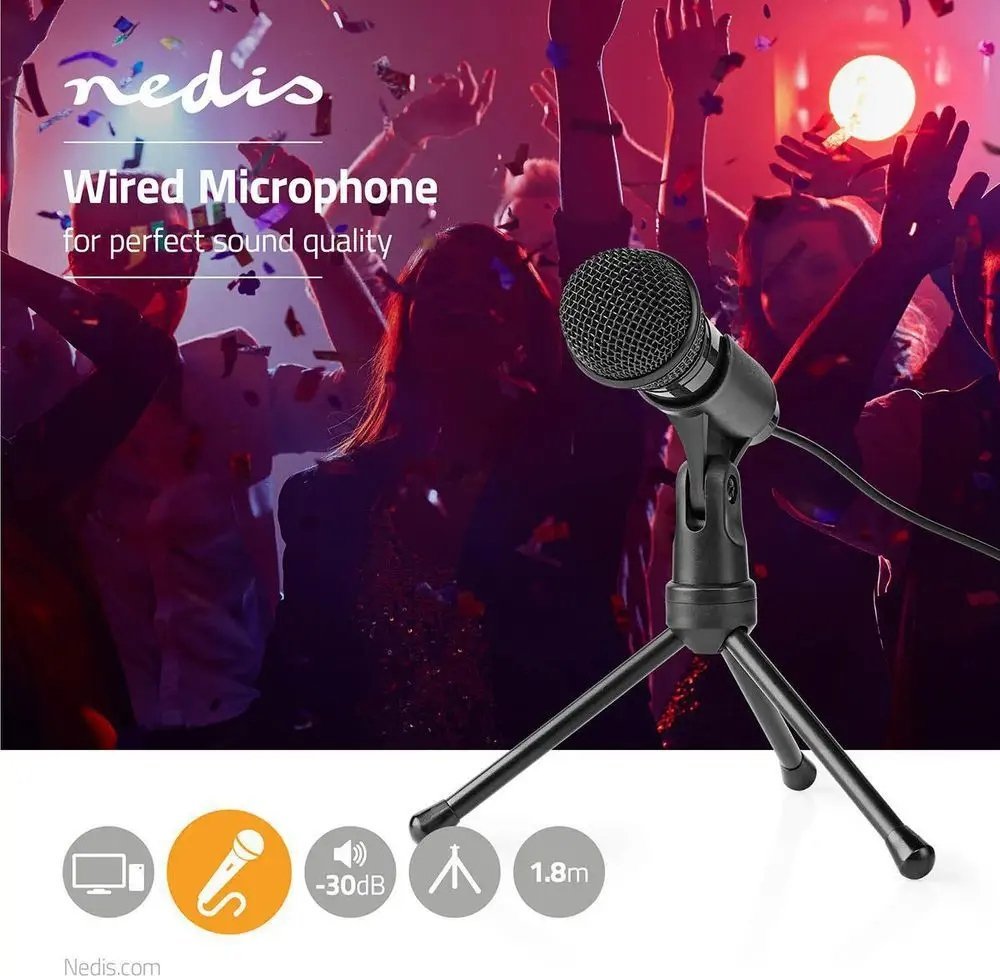 Mikrofon Nedis, me tela, 3.5mm, me tripod