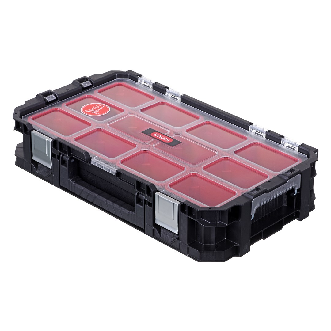 Kuti veglash me rrota Keter 238273, sistem modular, dorezë teleskopike, e zezë