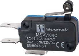 Çelës kufizues miniaturë Spamel MSV104C, levë e shkurtër me rrotull, 10A